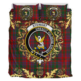 Stewart of Urrard Tartan Crest Bedding Set - Golden Thistle Style